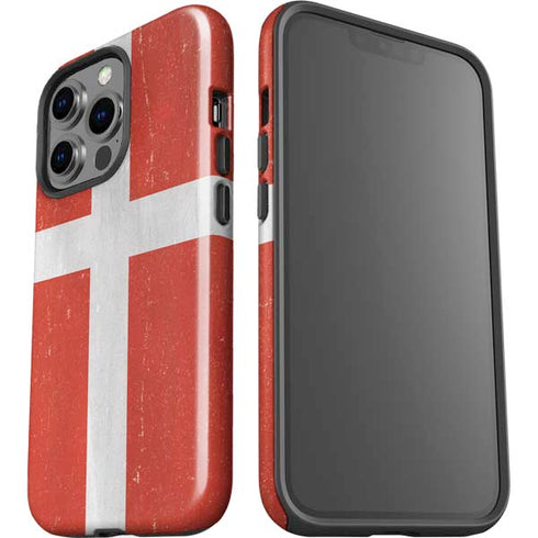 Denmark Flag Distressed iPhone 15 Pro Impact Case